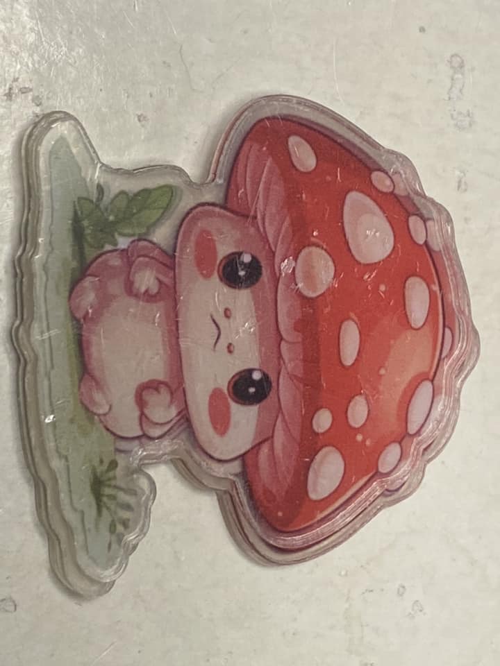 5cm Cutie pie mushroom acrylics.