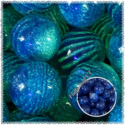 16mm navy blue glitter zebra glow in the dark/lumi beads.