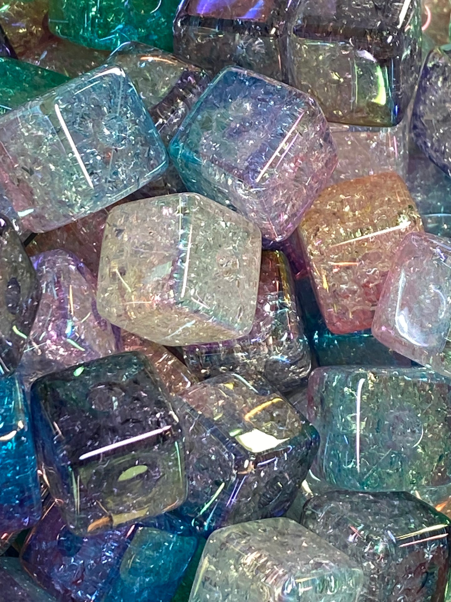 14mm ombre crackle cubes beads
