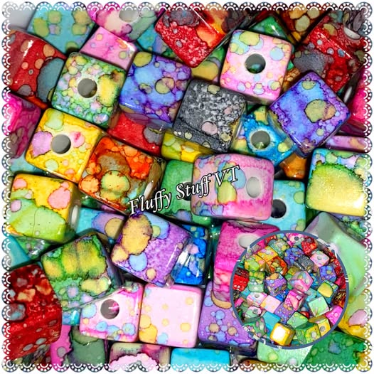 12mm watercolor square beads