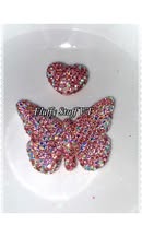 Glass rhinestone 42 mm butterfly with matching 18mm heart set