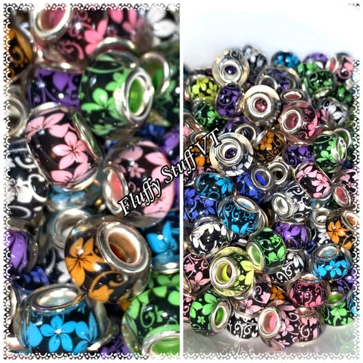 14mm Hawaiian flower multi color spacers with metal center
