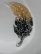 63mm luminous glitter resin ombré feather flat back charms