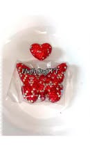 Glass rhinestone 42 mm butterfly with matching 18mm heart set