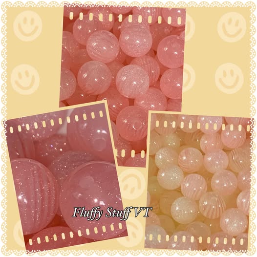 16mm pink glitter zebra glow in the dark/lumi beads.