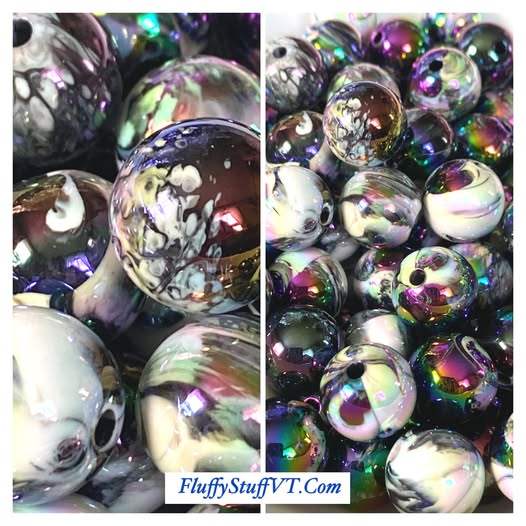 16mm black and white marble beads.