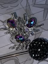12mm metal spider and gem four hole bead.