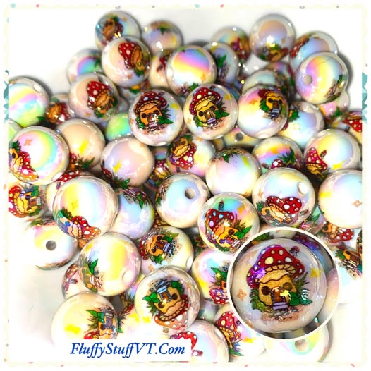 16mm Adorable mushroom house beads