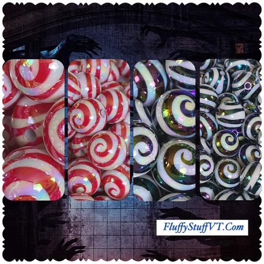 16mm swirl beads with a shiny uv coating