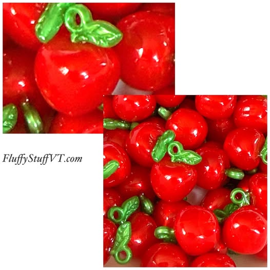 30mm sparkling metallic cherry color red apple pendants.