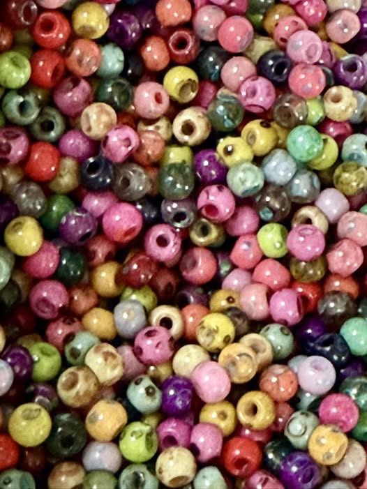 4mm glass marbled bead mix