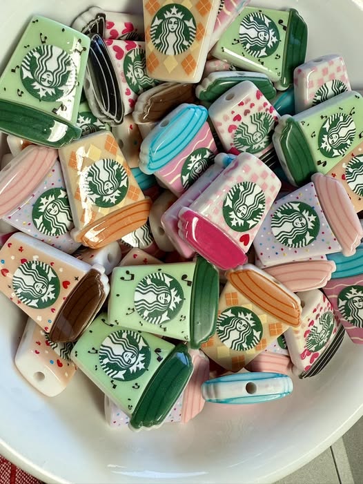 32mm acrylic double sided SB flat focal bead (100) 20/$8, 10/$5, 5/$3 mixed