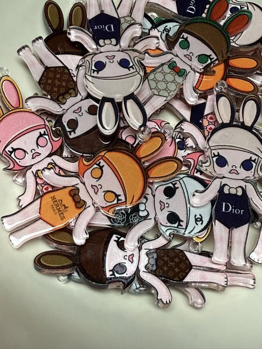 50mm double sided Molly acrylic pendant wearing designer outfit!!! So adorable!