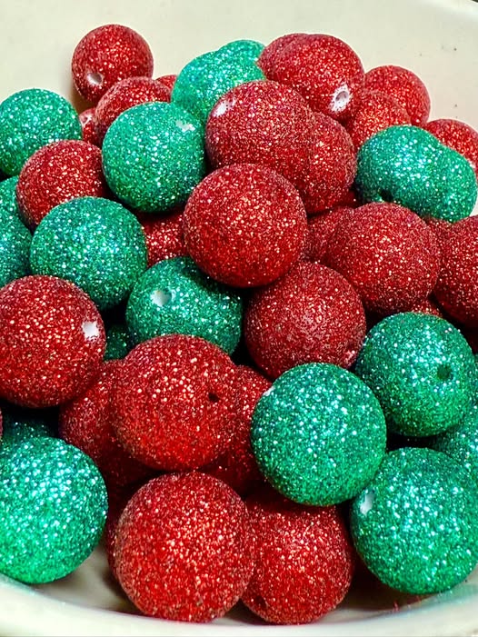 16mm Christmas glitter mix beads