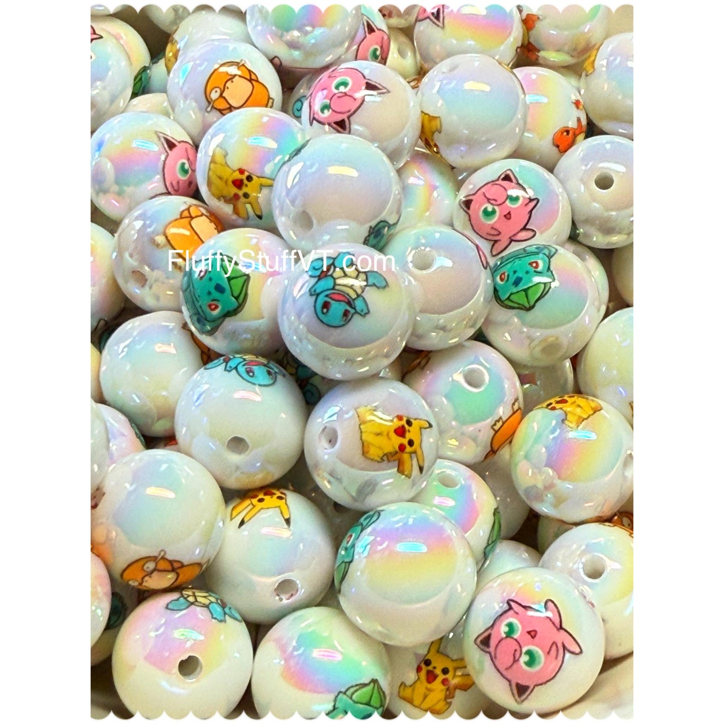 16mm Pokémon uv coated beads.