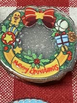 4cm double-sided textured holiday glitter acrylic pendants