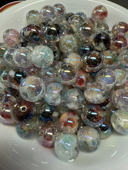 16mm beautiful electroplated resin beads with glittered encased bloomed roses