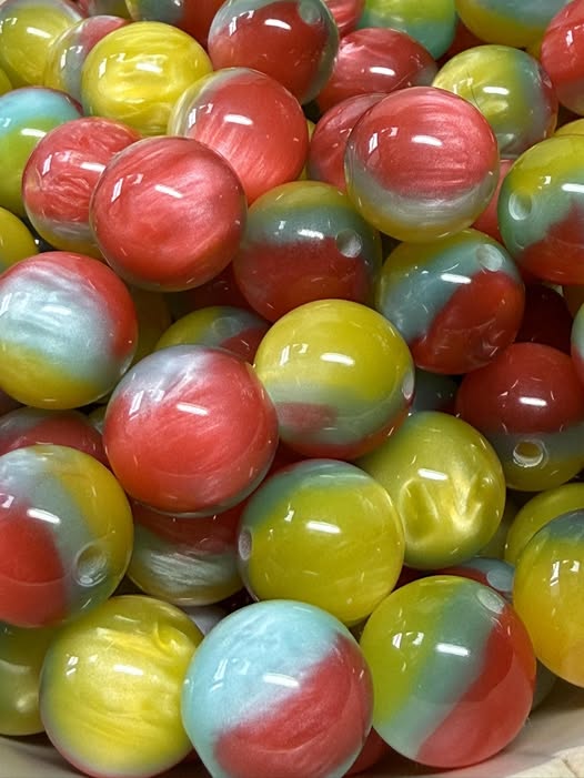 16mm resin cat’s eye tri-color marbled bead