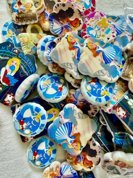 Mixed Size Alice in Wonderland Acrylic Focal Beads – Double-Sided Craft Supplies
