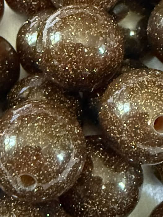 16mm resin gold glitter beads