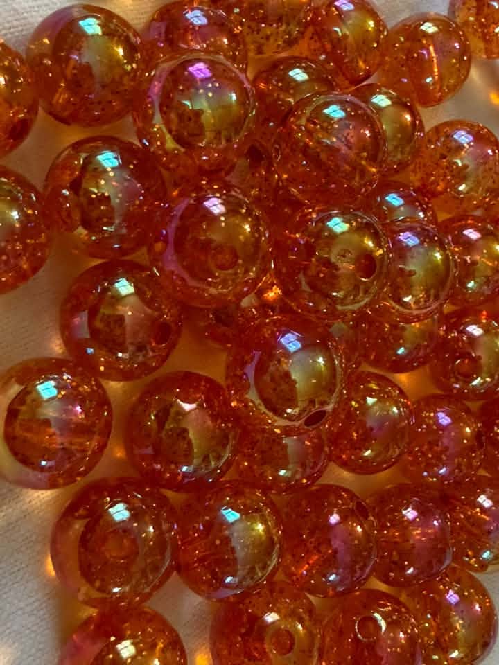 16mm resin gold glitter beads