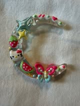 32mm Hand-Painted Crescent Moon Beads – Floral Tip-to-Tip Drilled Craft Beads