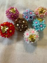 Fancy 20mm 3D flower and rhinestone beads