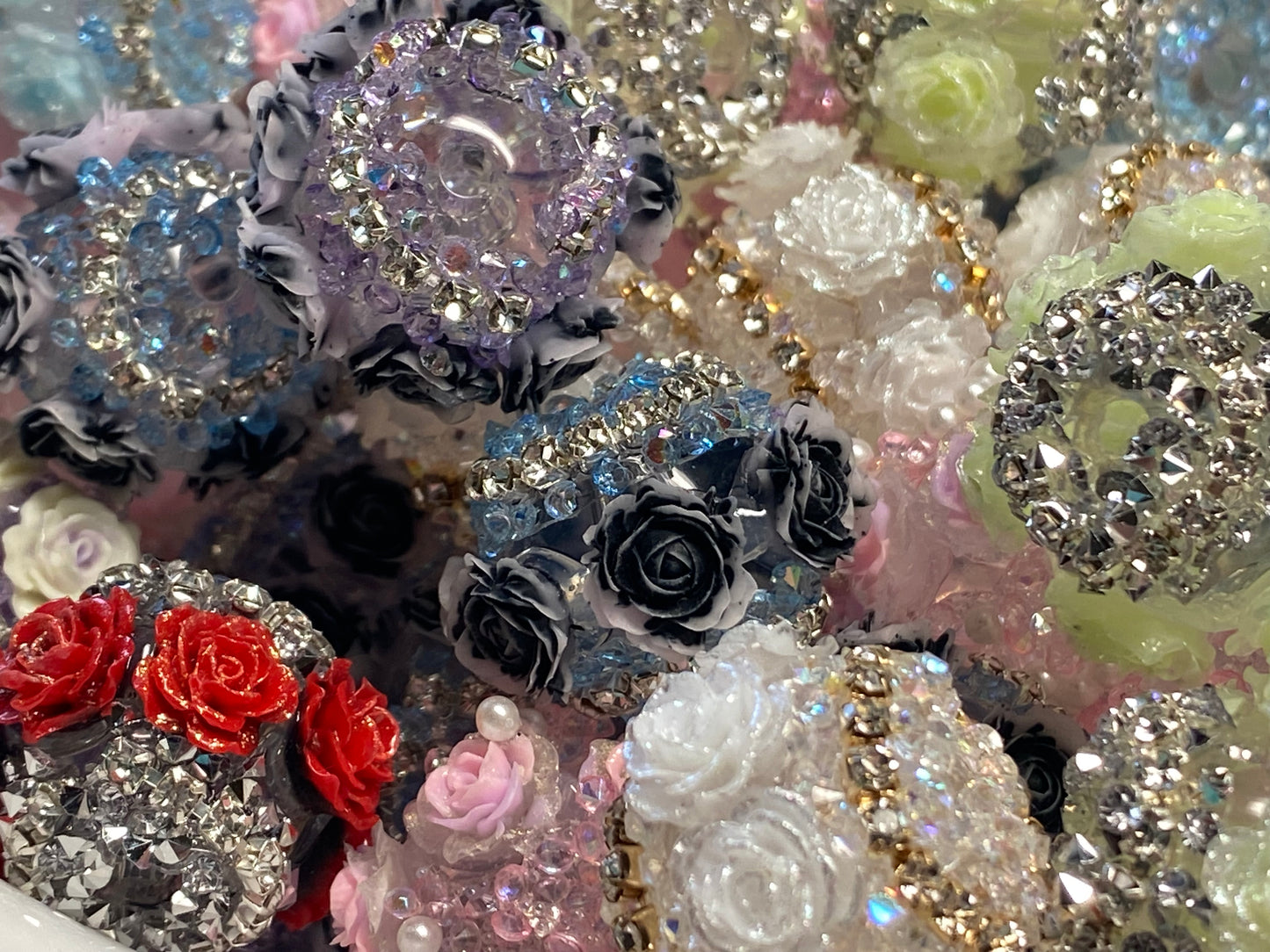 23mm fancy sugar rhinestone and rose beads