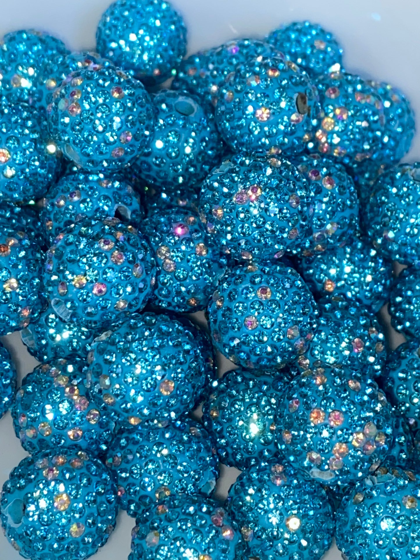 16mm glass rhinestone clay beads