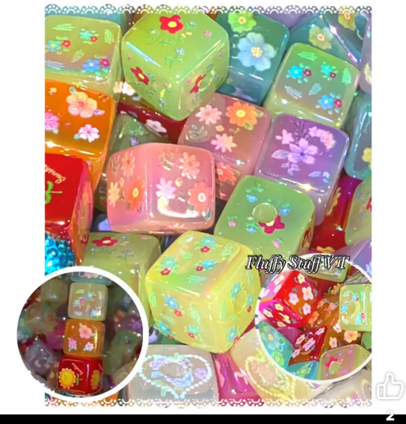 14mm jelly flower cubes beads