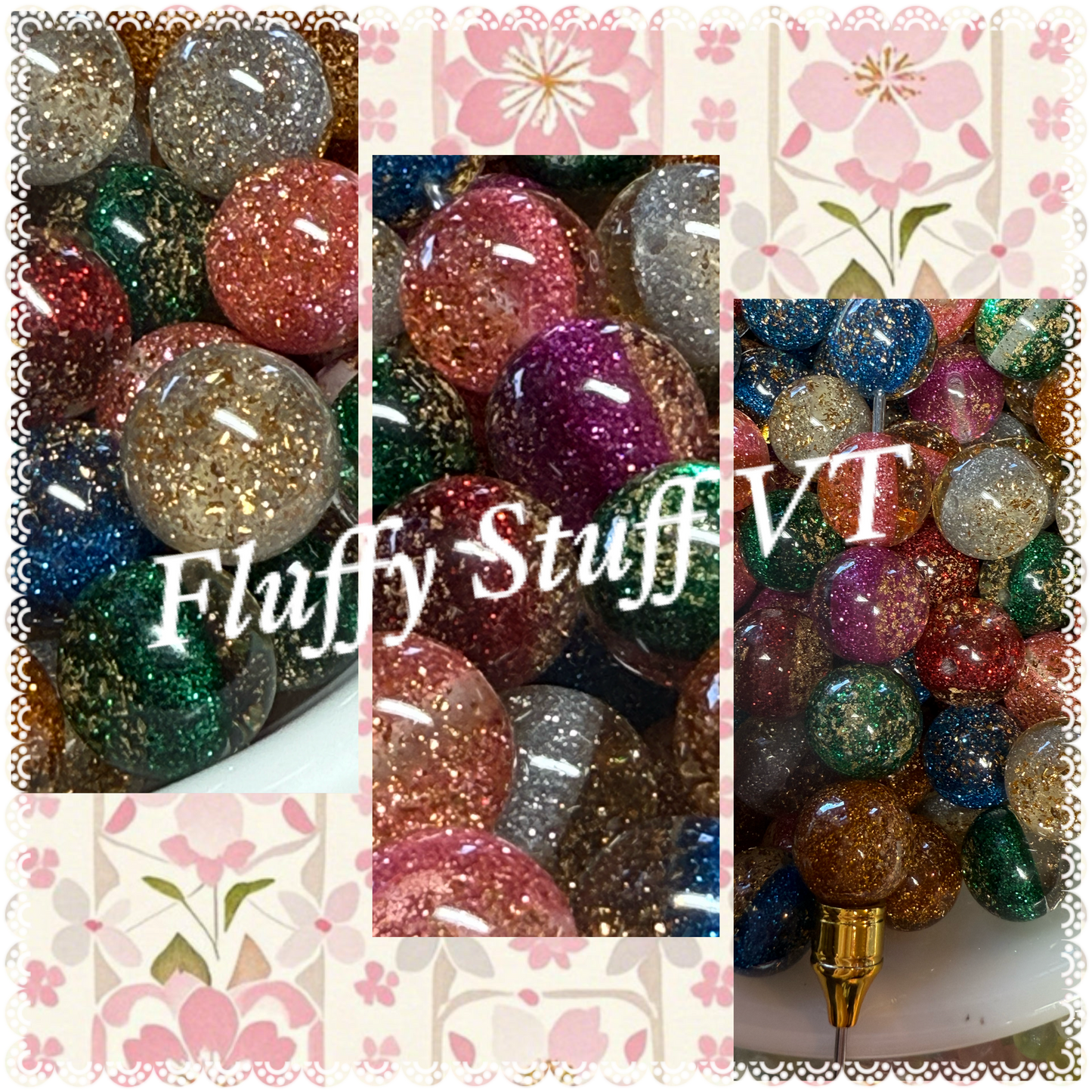 16mm gold glitter 1/2 and other 1/2 solid