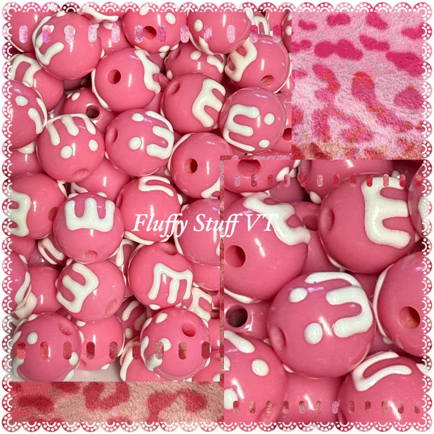 16mm hand painted raspberry drip beads
