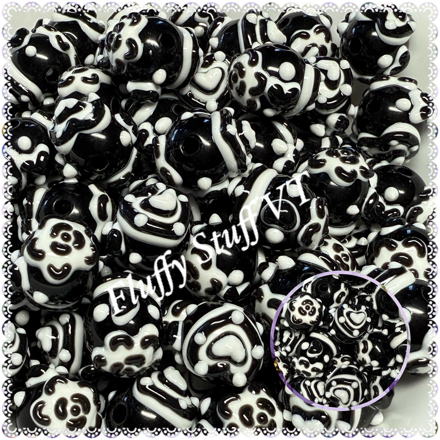 16mm cc flower hand painted beads