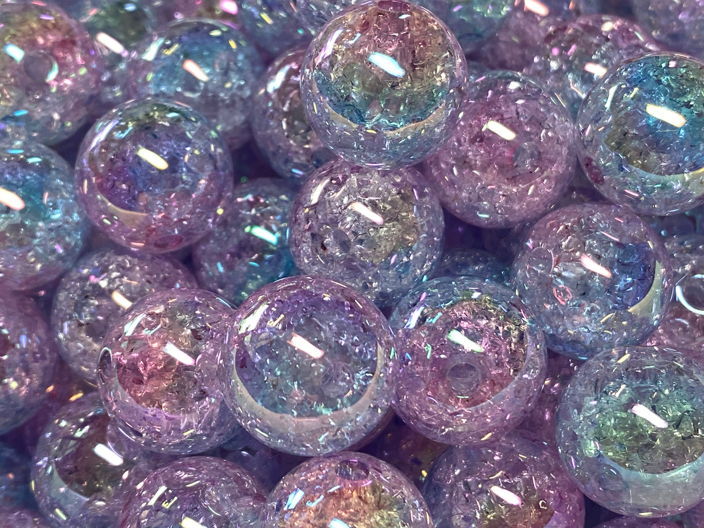 16mm uv coated purple/blue ombré crackle bead