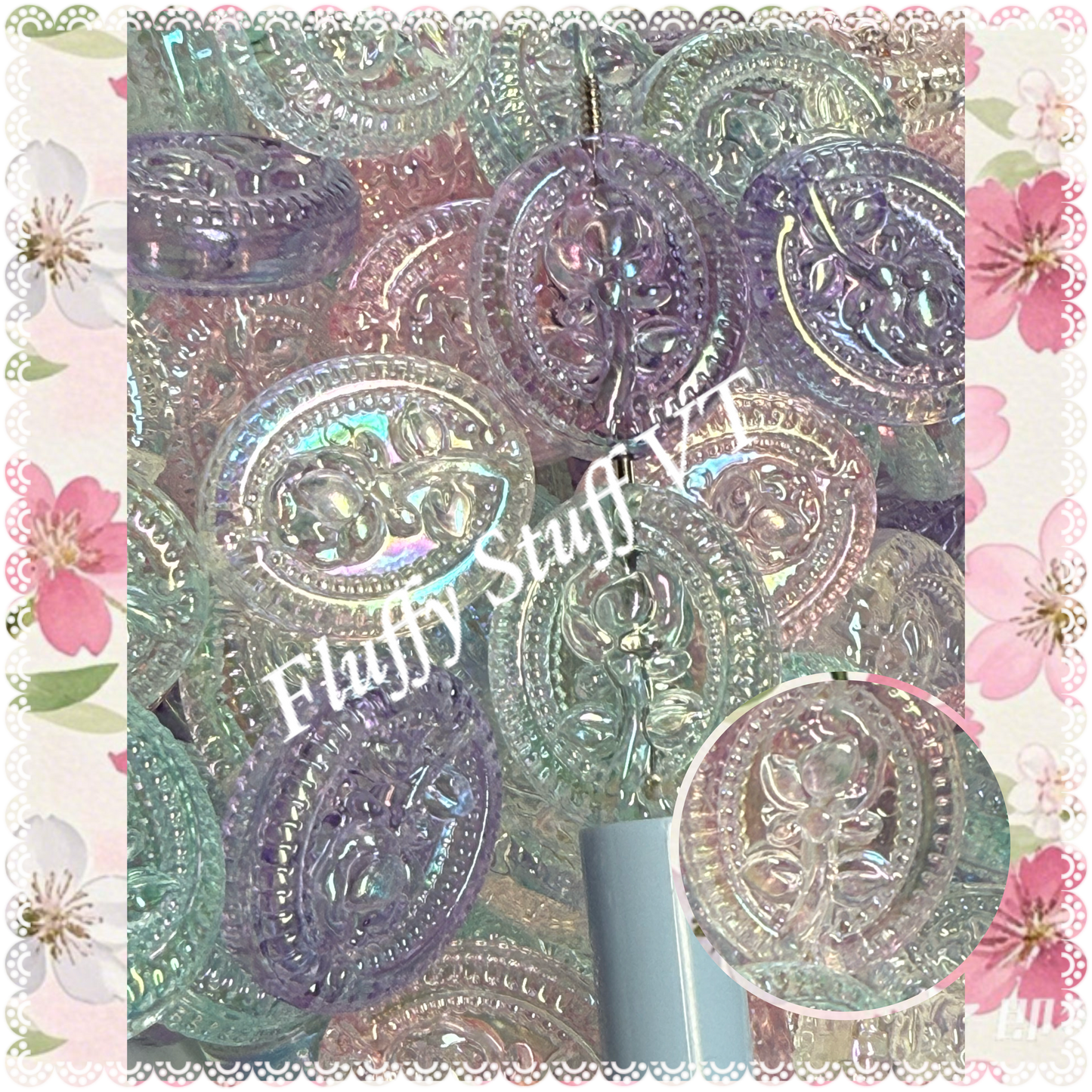 28mm flower bouquet oval clear jelly mix bead