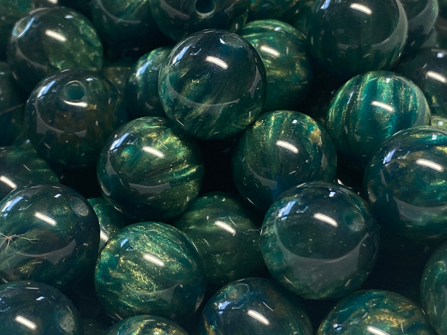16mm resin shades of jade bead
