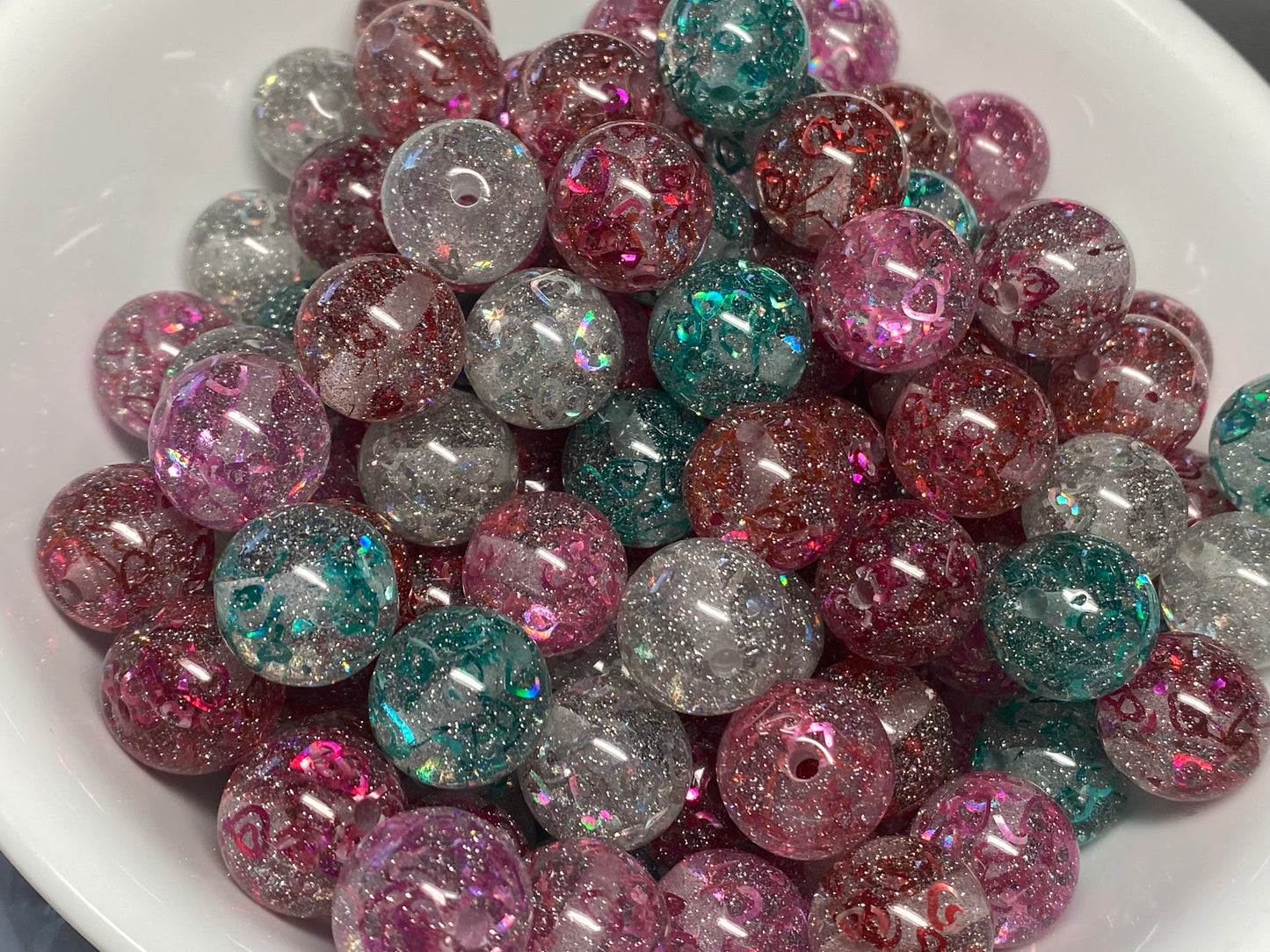 16mm silver holographic with chunky heart glitter