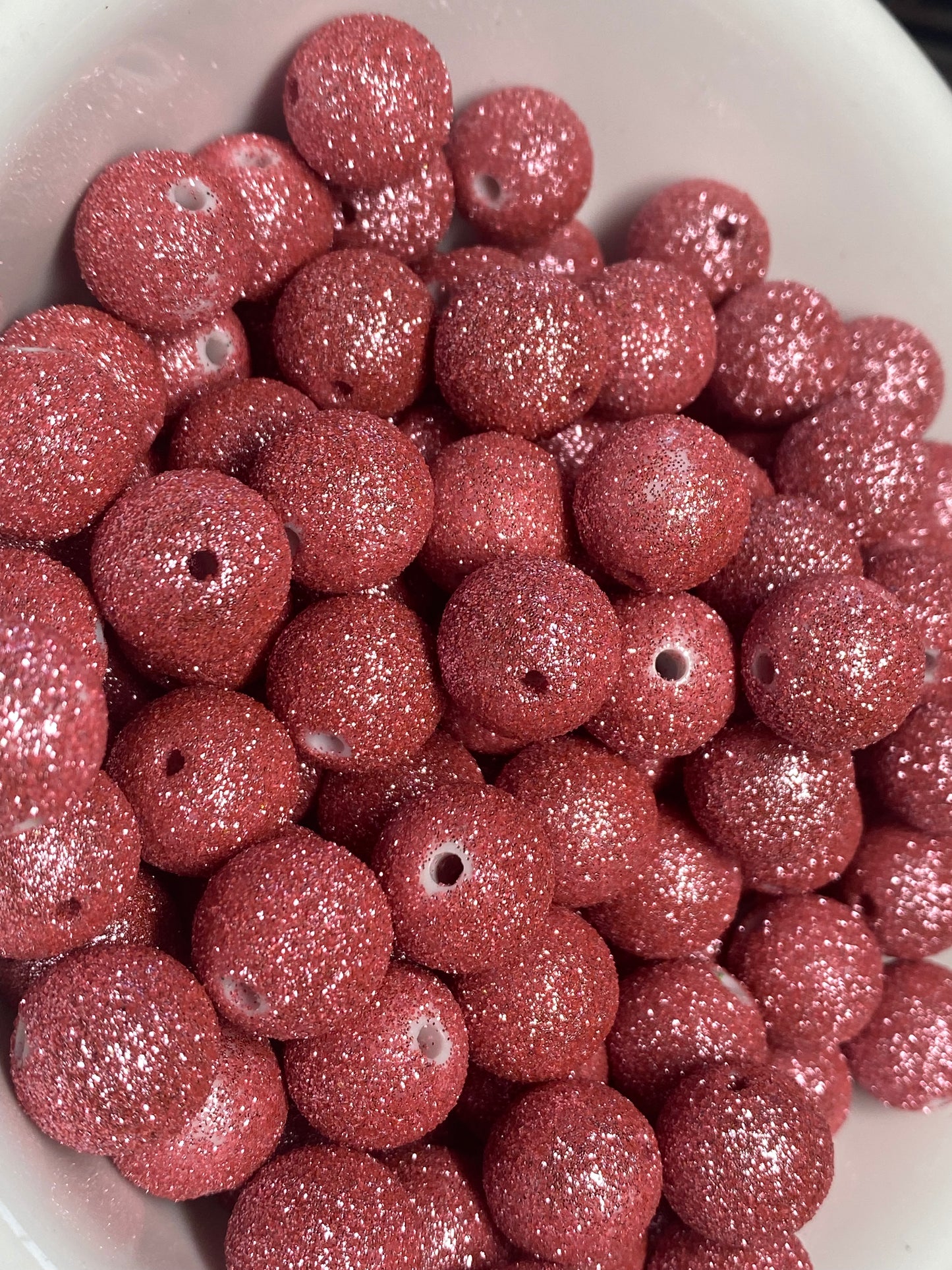 16mm rose pink glitter bead