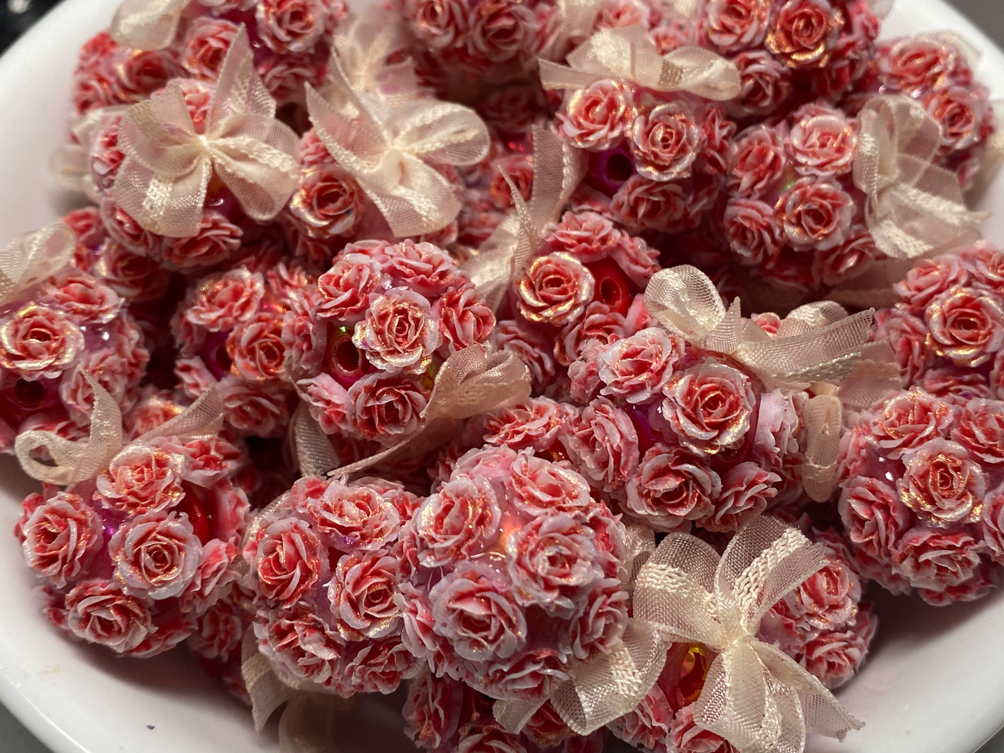 22mm soft realistic variegated red rose