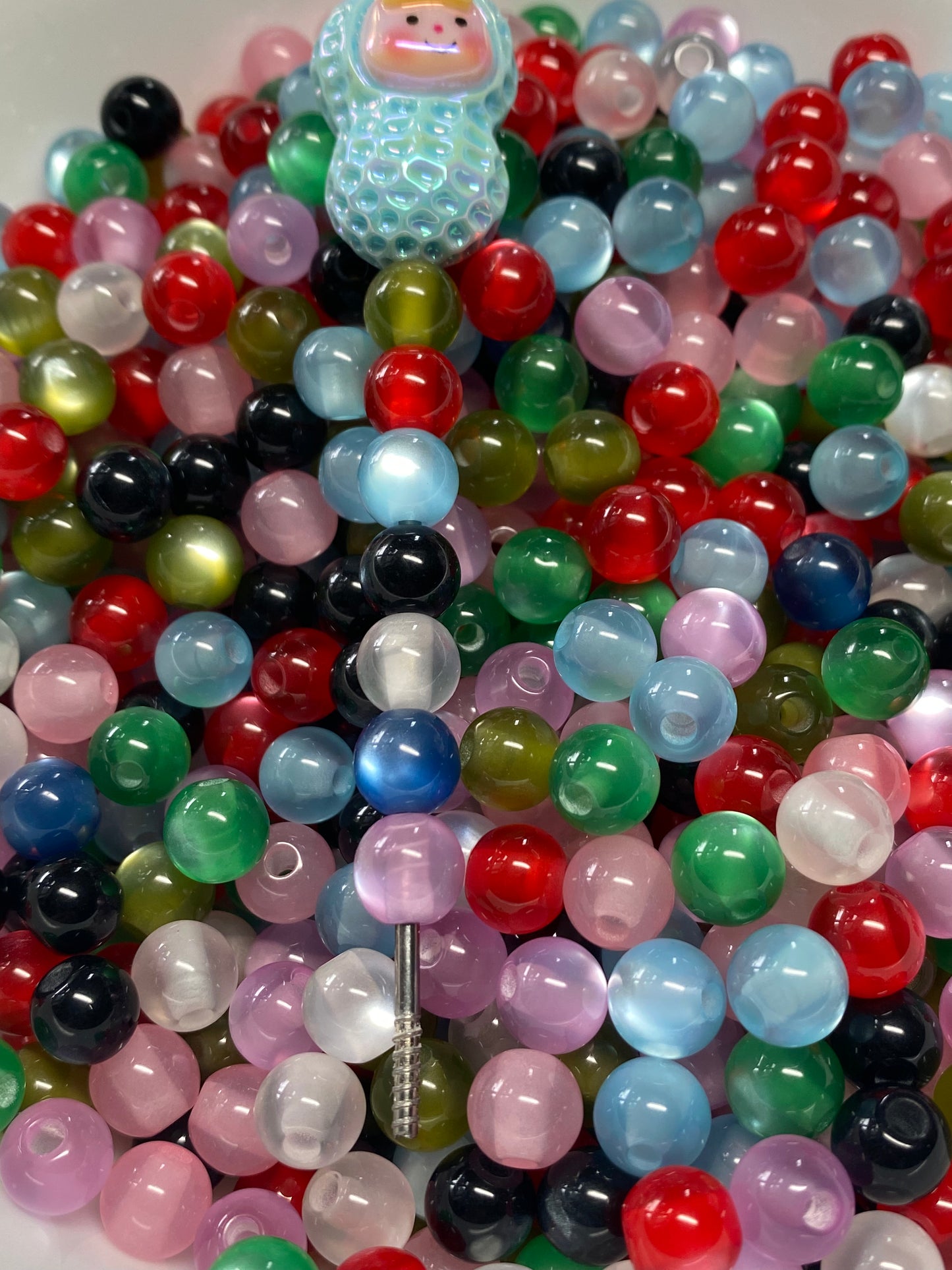 8mm olive green mix tiger eye beads