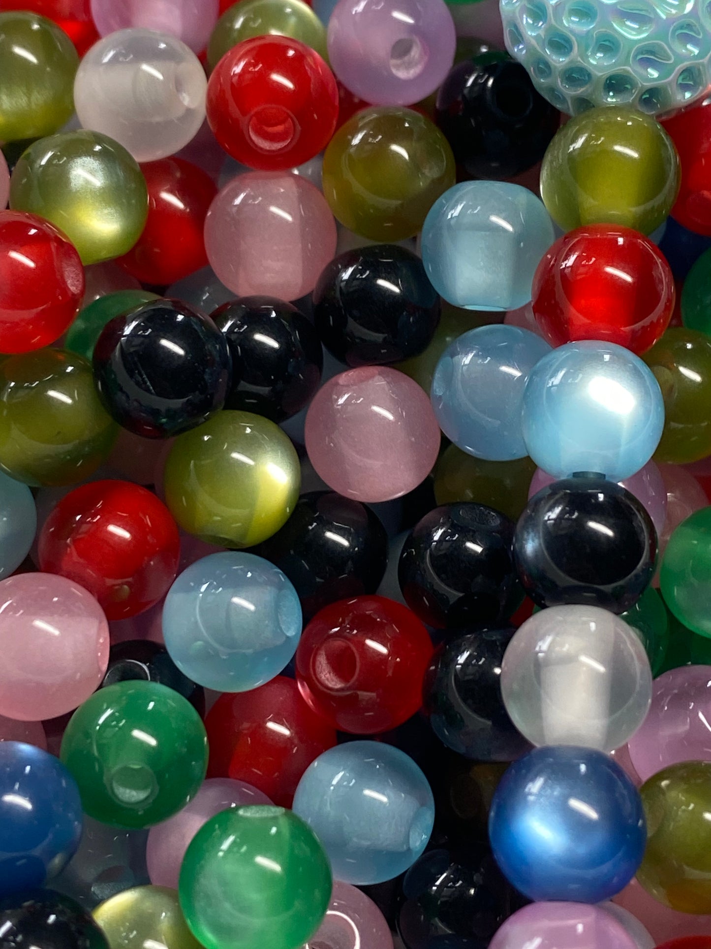 8mm olive green mix tiger eye beads