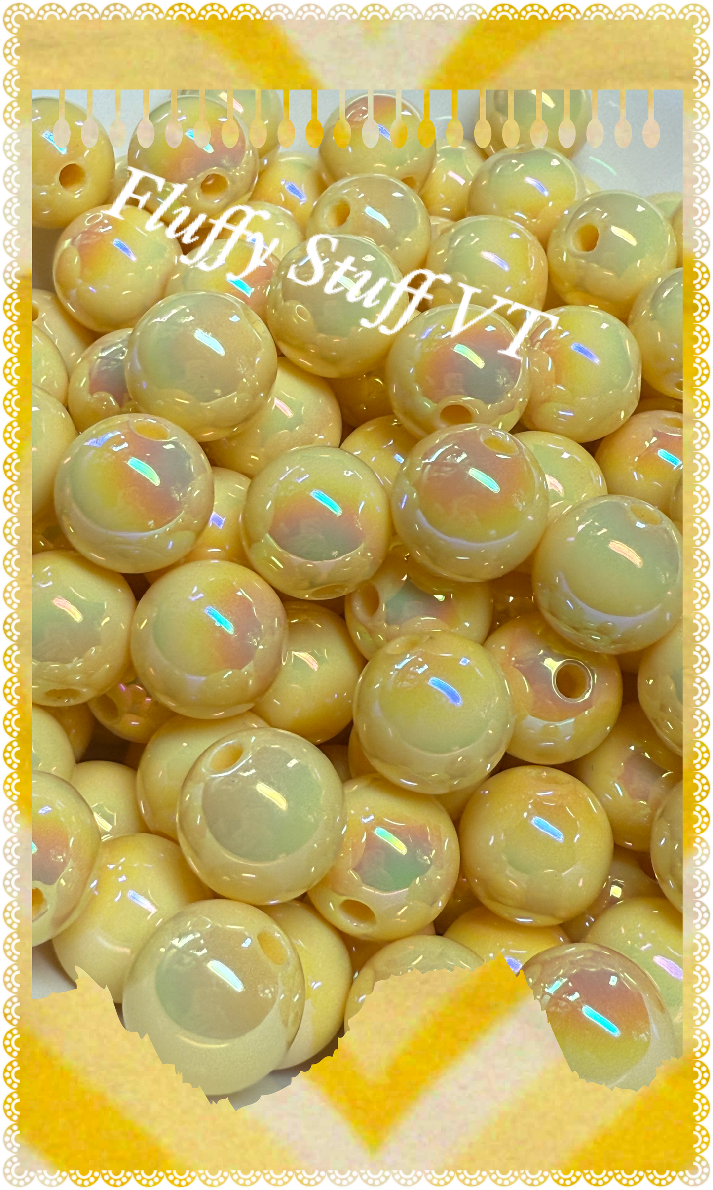 16mm butter yellow uv coated beads