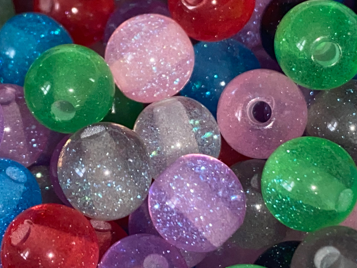 8mm glitter luminous beads
