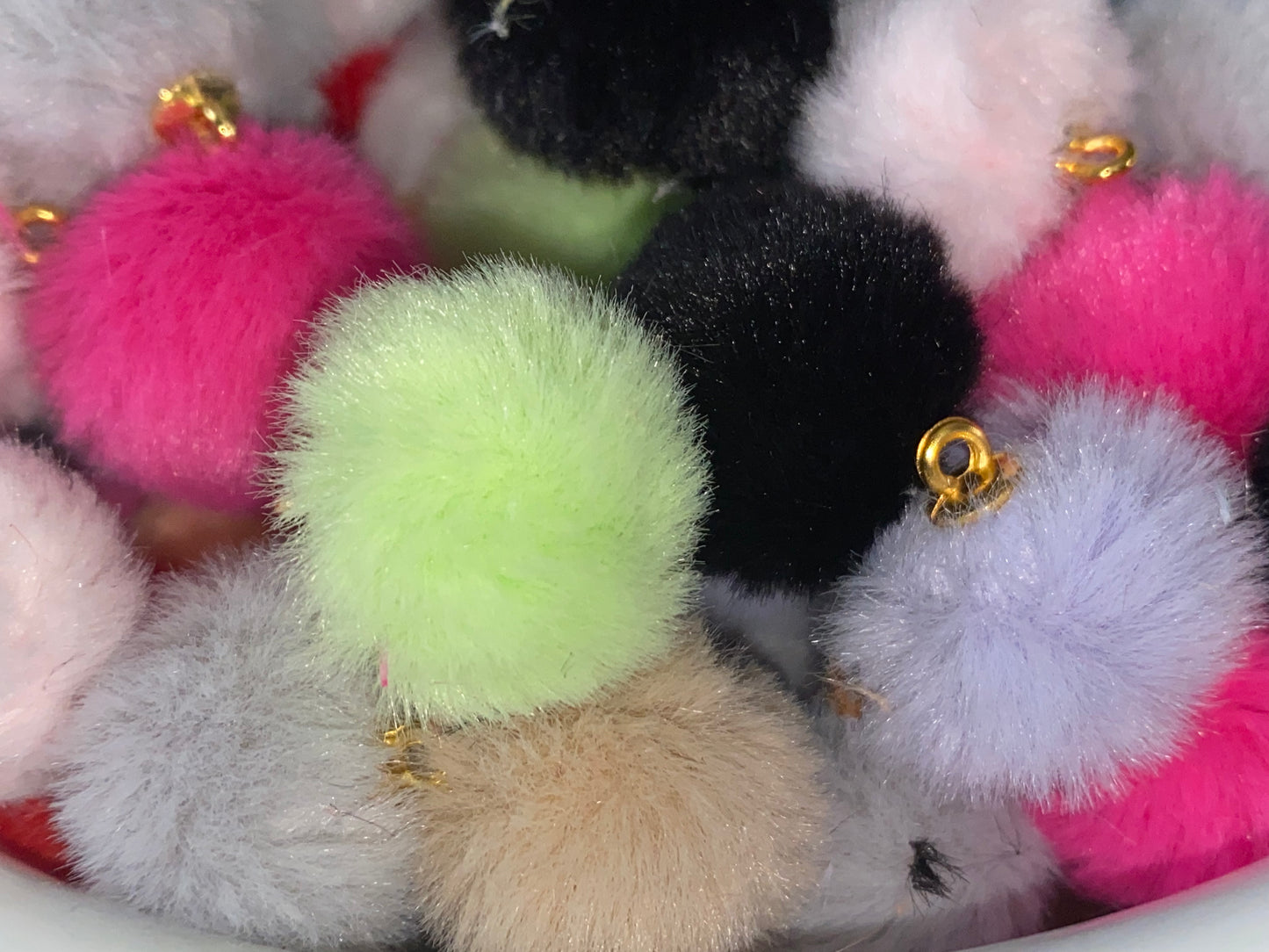 18mm fluffy pompom pendants