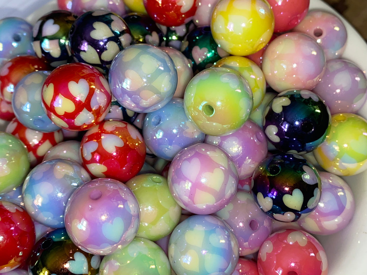 24mm uv coated multiple heart bead