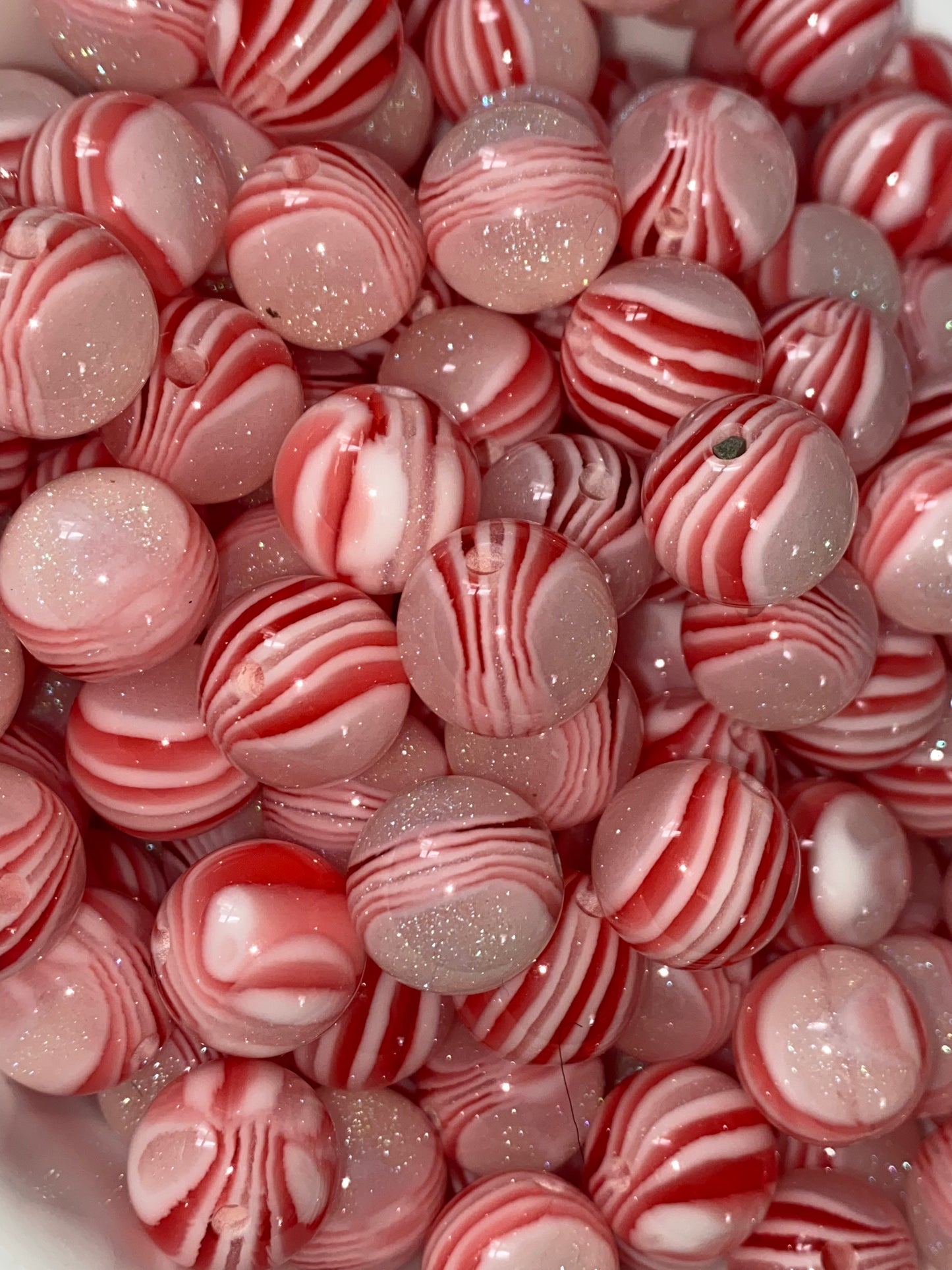 16mm bold red striped luminous galaxy bead