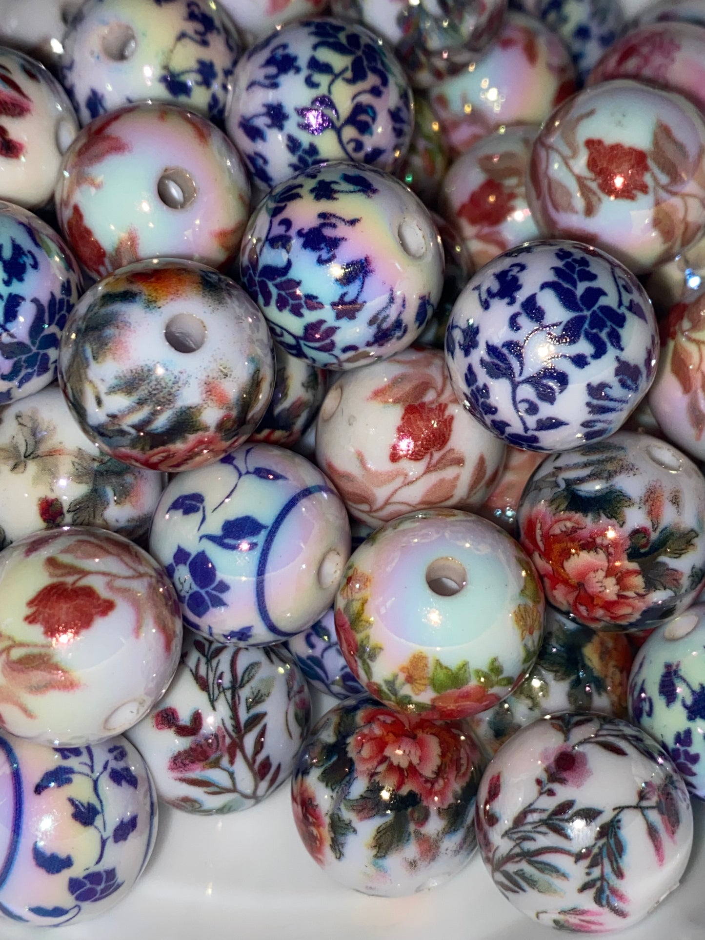 16mm vintage flower pattern beads