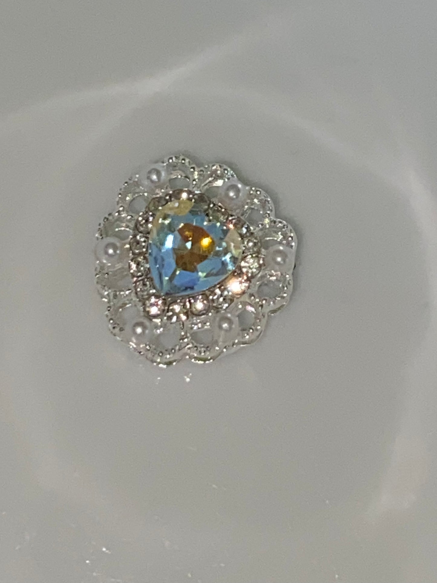 19mm metal lace rhinestone, pearl, and gem hearts