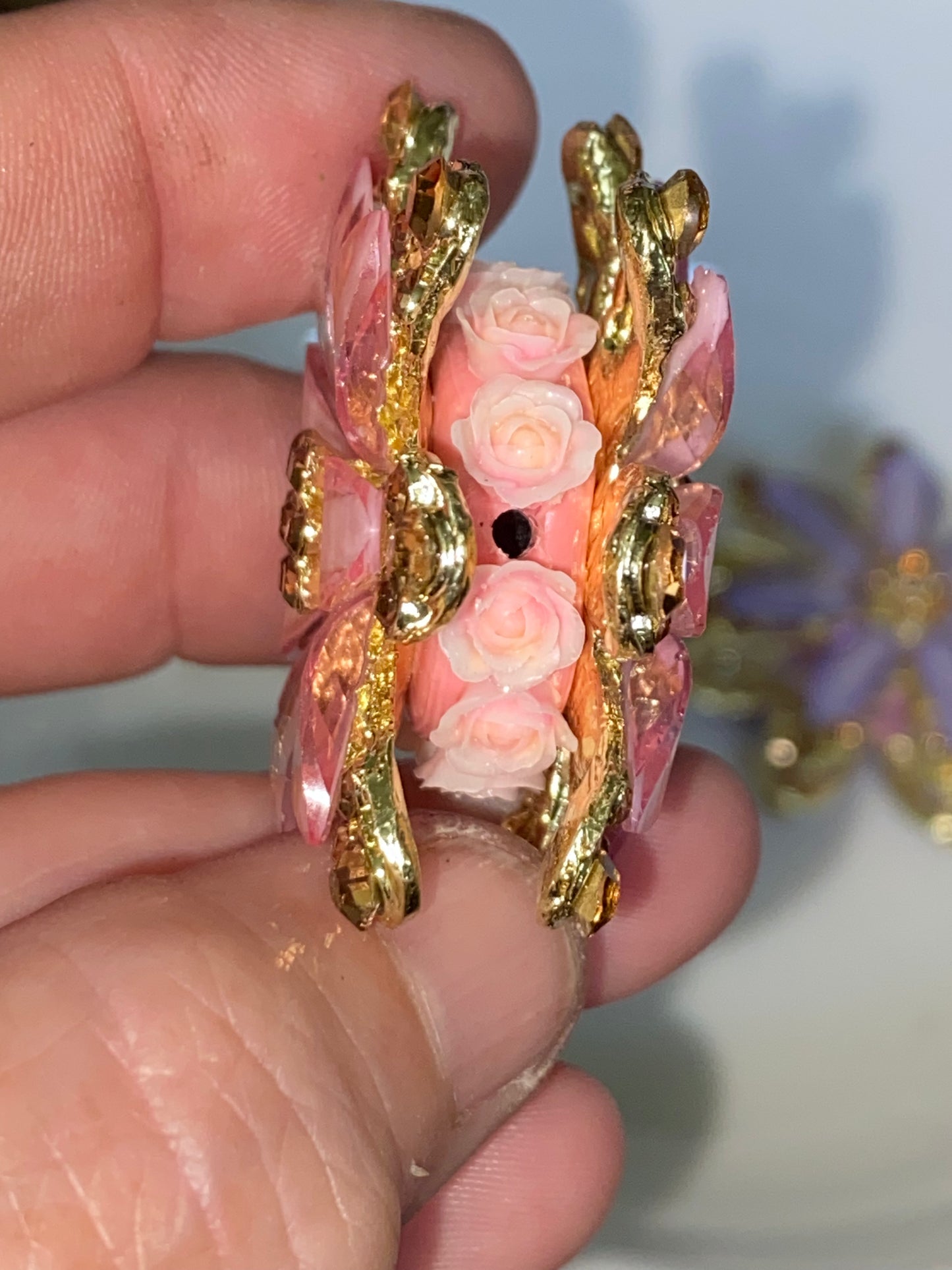 41mm stunning metal, gemstone, and rhinestone bling bead