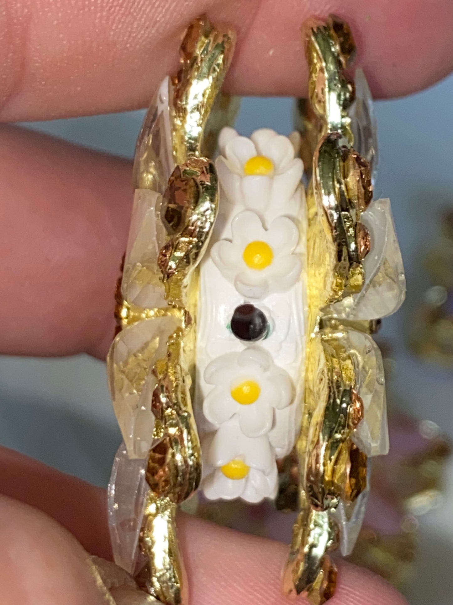 41mm stunning metal, gemstone, and rhinestone bling bead